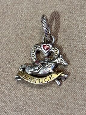Brighton Kentucky state charm Race horse and jockey Silver and gold Red accents